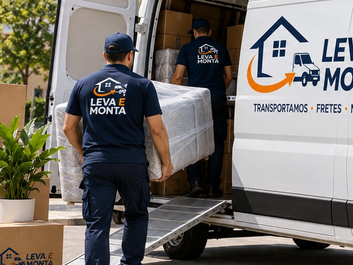 Professional loading protected furniture up the van ramp